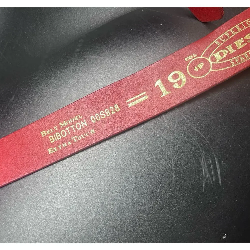 Red Diesel Genuine Leather Belt Made in Italy Casual Classic Durable Pristine